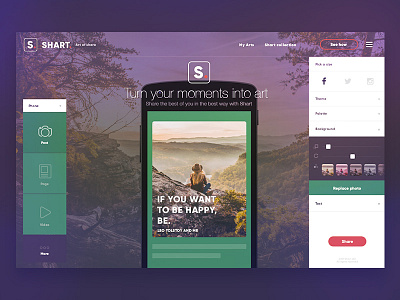 Share Your Art app art concept green photo post service share social ui ux