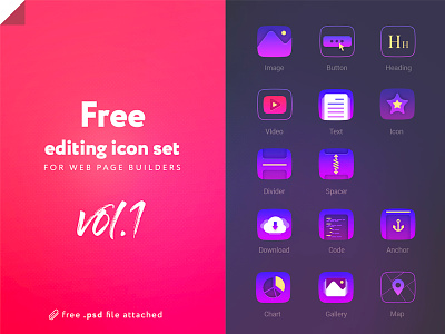 Icon Set Volume 1 builder download edit editor free icons page psd set