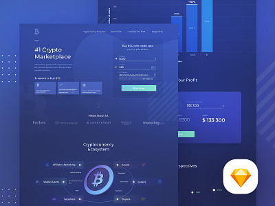 Free Crypto Landing Template bitcoin btc coin crypto cryptocurrency landing money sale sketch template token trade web