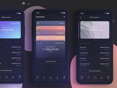 Card stack in bank app app bank cards crypto design ios iphone money pay phone service ui wallet