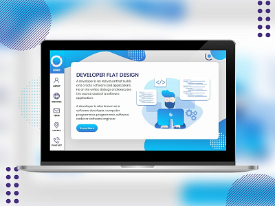 Developer Flat Concept Design for Landing Page UI