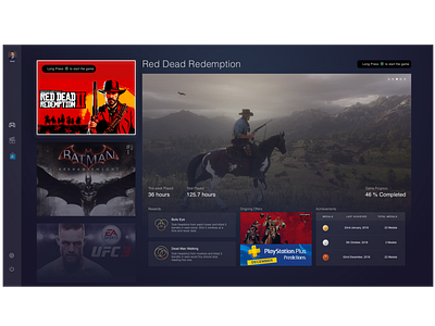 Playstation Concept Interface batman darkui gaming iconography interace playstation4 rebranding red dead redemption tv interface ufc user experience user interface ux design webdesign