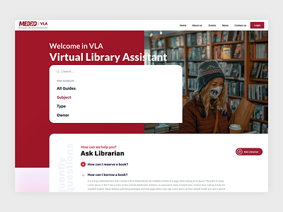 Medad VLA arabic books design faqs fold guides library medad search search bar ux ui