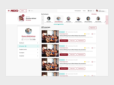 My Employees courses my employees ui ux