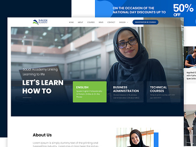 Saudi Academy academy agency arabic design education illustration learn psd site ui ux web