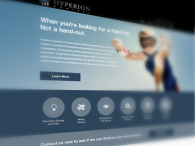 Hyperion blue clean home page icons landing page minimal responsive website