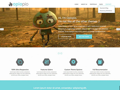 Opiopio HTML5 Theme Template free psd landing landing page template theme ui ux video web wordpress