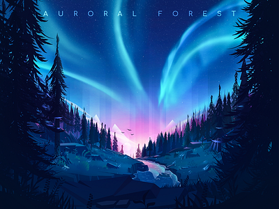 Auroral Forest illustration illustration
