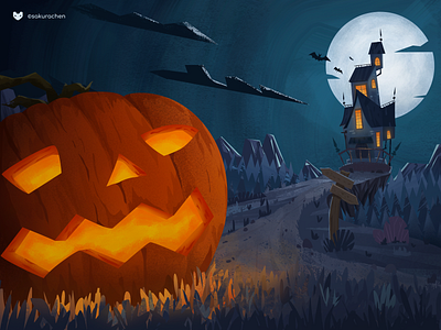 Secret Night dark design forest halloween illustration innn night paint silent ui