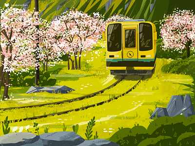 Spring Train design forest illustration innn paint spring train ui