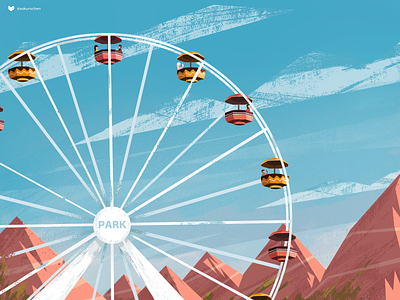 Summer Ferris Wheel design ferris wheel illustration paint summer ui