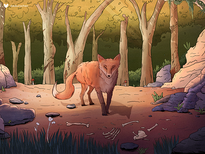 Fox forest illustration innn paint