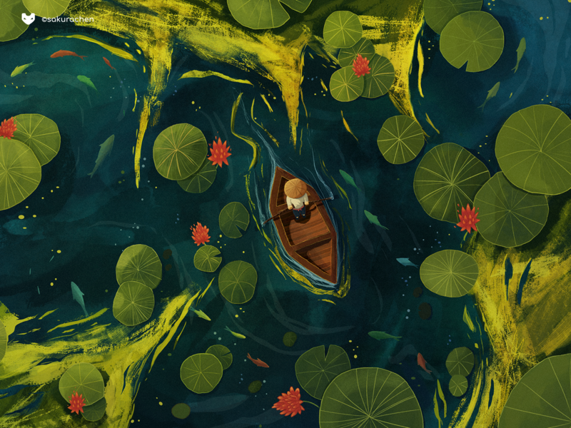 Lotus Lake by SakuraChen for innn on Dribbble