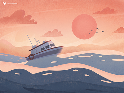 Sea trip illustration innn sea