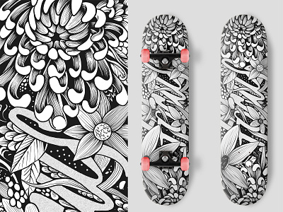 Skate Board Deck apparel deck design flower illustrator skate skateboard skateboarding skaters tshirt