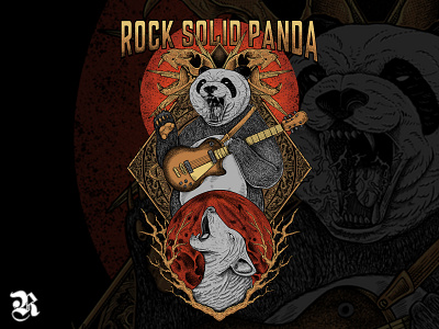 Rock Solid panda band black metal cultural death metal design illustration logo merchandise panda panda bear skull