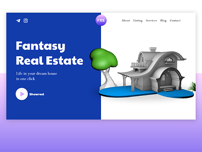 Fantasy Real Estate 3d designinspiration house real estate ui design ui trend ux design ux ui webdesign