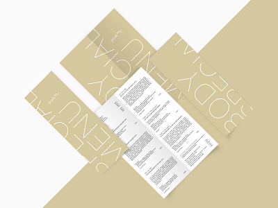 Folded Menu bi fold brand identity branding design folded gold menu graphic design layout leaflet menu minimal paper menu premium menu print design