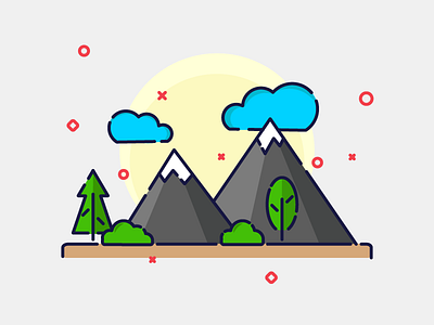 Mountains flat illustration mountains outline