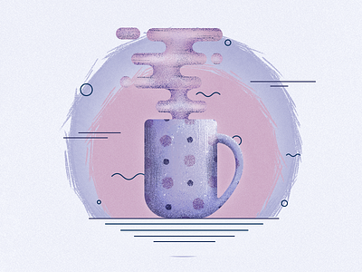 Cute cup illustration cup cute grainy illustration kitchen purple