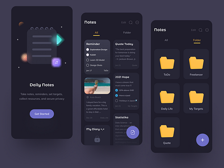 📝 Notes App - Dark Mode by Ceptari Tyas on Dribbble