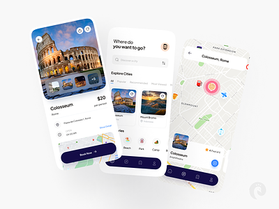 Loka Travel App app city clean design explore figma glassmorphism innovation map minimalism mobile tourism travel trip ui ux vacation