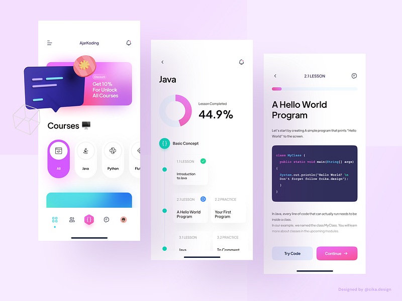 AjarKoding {} - Mobile App by Ceptari Tyas on Dribbble