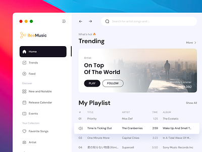 Bee Music - 🎵 Music Media Player Dashboard