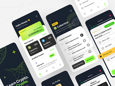 Learn Crypto, Earn Crypto - OctoCoin app clean design course crypto cryptocurrency dark mode design earn exercise figma investment learn learning lesson mobile money online course quiz reward uiux