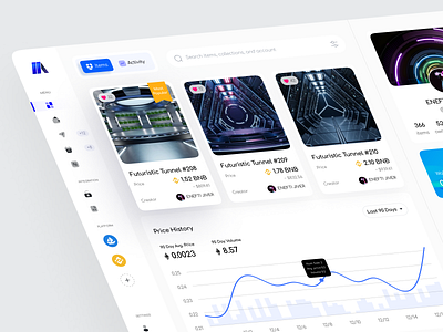 NFT Dashboard UI bitcoin blockchain clean component crypto dashboard design ethereum figma future nft nft app stats token trend ui vr web web design website