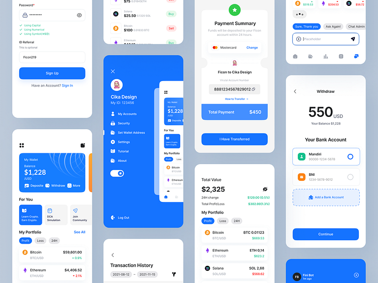 Ficoin Cryptocurrency - Mobile Design UI KIT by Ceptari Tyas for ...