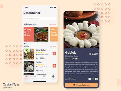 DesaKuliner UI Design clean discovery food food app jogjakarta kulonprogo order ordering payment payments payout price purchase topic traditional ui uiux userexperience userinterface ux