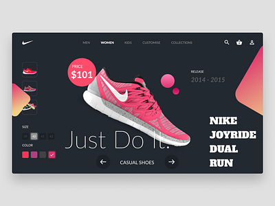 Nike Store buy color dark ecommerce graphicdesign nike productdesign shoe shop ui uidesign webdesign