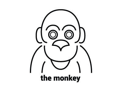 Minimal.animals.the happy Monkey animals ilustration.clean monkey