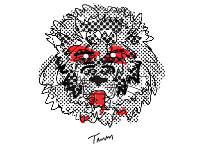 Lion.Tmm animals art character digital dots ilustration lion red work