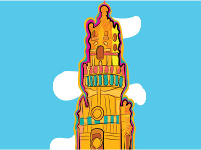 wip_Oporto_clérigos_Tower art buildings city colors ilustration porto
