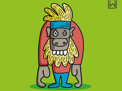 Monkey.Bussiness cartoon color fun ilustration jungle monkey