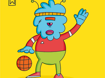 Ralf basketball cartoon character colors digital draw fun