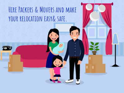 Family Relocation Illustration illustartion movers packers