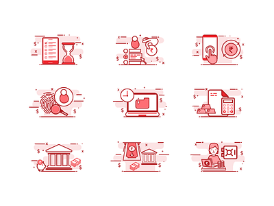 Illustrated Icons Design for Banking & Finance Sector app design figma icon illustration simple vector