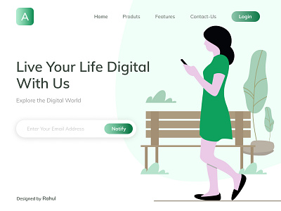 Digital World- Landing Page above the fold colors digital world figma illustration landing page mobile