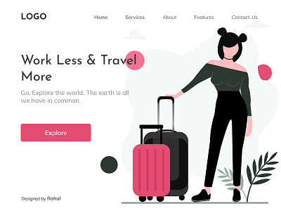 Travelling- Landing Page colors figma illustration landingpage pencil sketch sketch travelling uidesign uiux web website