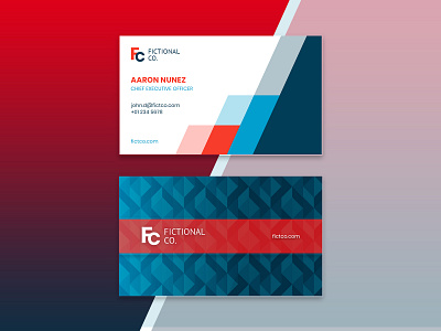 Business card design for fictional company Fictional Co branding businesscard design graphicdesign layoutdesign minimal print design