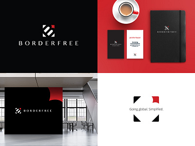 Borderfree Branding b b2b branding contrast identity logo negative space red square