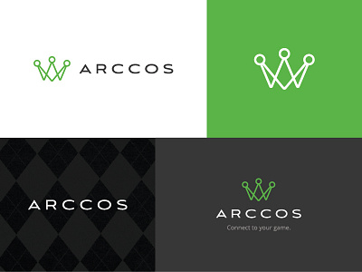 Arccos Style Tile argyle branding crown green identity logo
