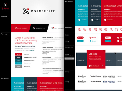 Borderfree Web Stylesheet black blue color icons interaction logo red style guide stylesheet typography web