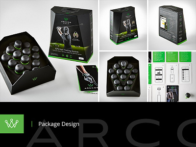 Arccos Package Design black branding design golf green icons instructions packaging photography