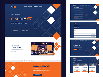CNLIVE 20 Website Design blue colorful design event icon logo orange register typography vector web web design website