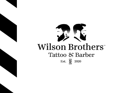 Wilson Brothers Tattoo & Barber Logo barber black and white branding icon illustration logo tattoo typography vector
