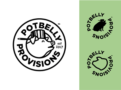 Potbelly Provisions branding icon illustration logo logo design pig pot vector weed